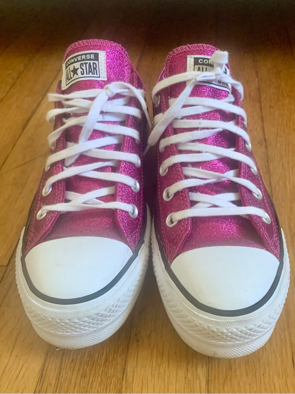 Converse Pink Glitter Low Top Platform Sneakers